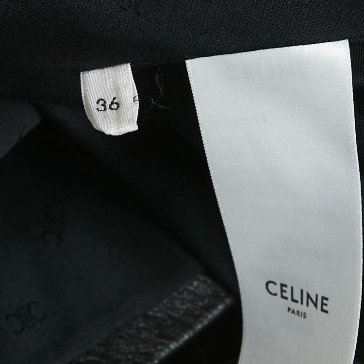 Pre Owned Celine Black Leather Doble Breasted Jacket S