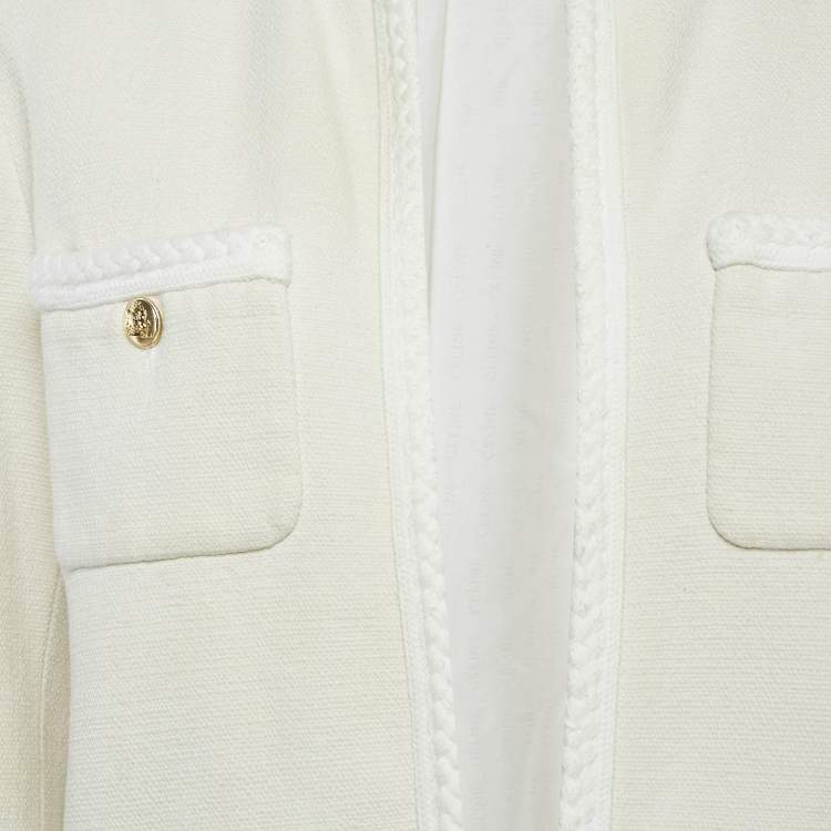 Pre Owned Celine Off-White Silk Braid Trim Detail Open Front Jacket M