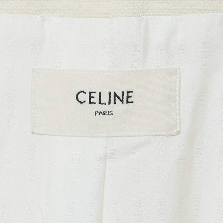 Pre Owned Celine Off-White Silk Braid Trim Detail Open Front Jacket M
