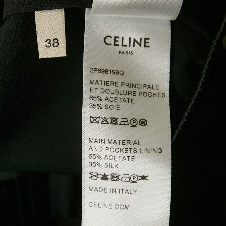 مملوكة مسبقًا Celine Black Satin Silk Blend Boxing Trousers M