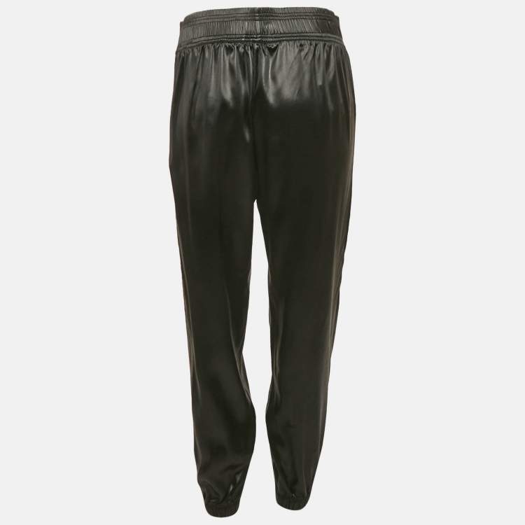مملوكة مسبقًا Celine Black Satin Silk Blend Boxing Trousers M