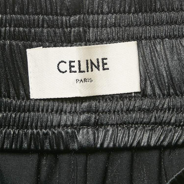 مملوكة مسبقًا Celine Black Satin Silk Blend Boxing Trousers M