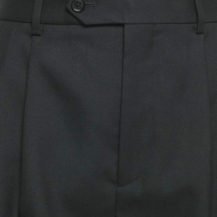 Pre Owned Celine Black Wool Pleated Shorts S