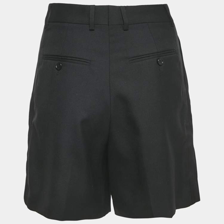Pre Owned Celine Black Wool Pleated Shorts S