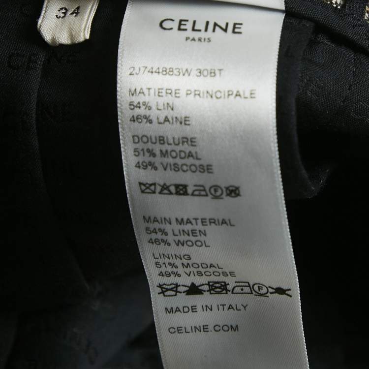 Pre Owned Celine Brown Checks Linen Pleated Bandeau Mini Skirt S