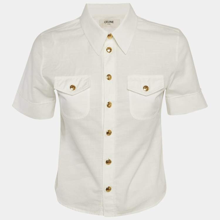 Pre Owned Celine White Cotton Button Front Shirt S