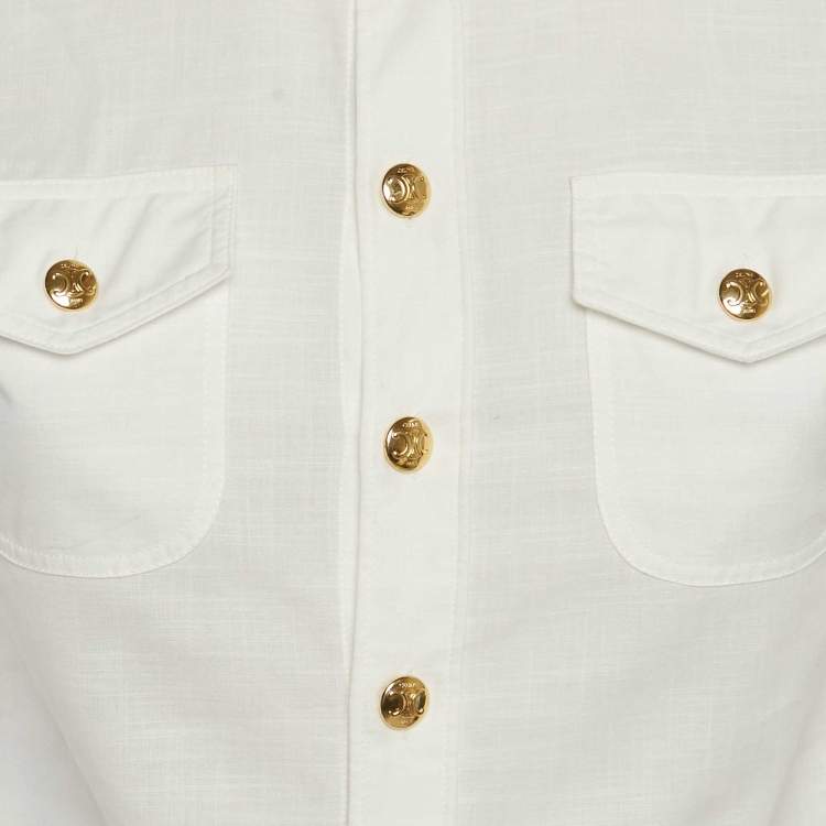 Pre Owned Celine White Cotton Button Front Shirt S