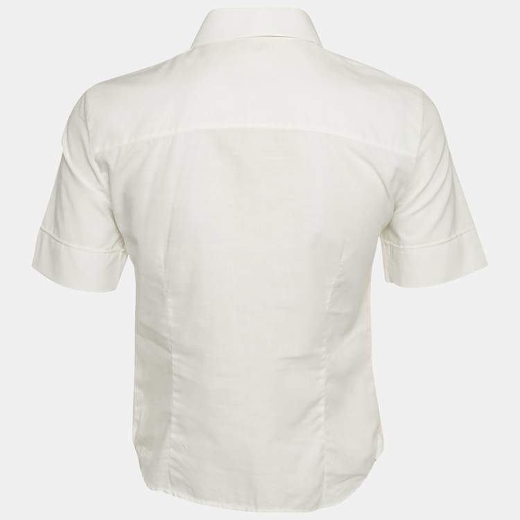 Pre Owned Celine White Cotton Button Front Shirt S