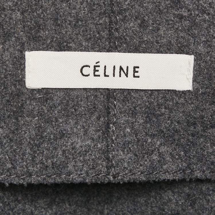 Pre Owned Celine Grey Wool Asymmetric Wrap Pencil Skirt S