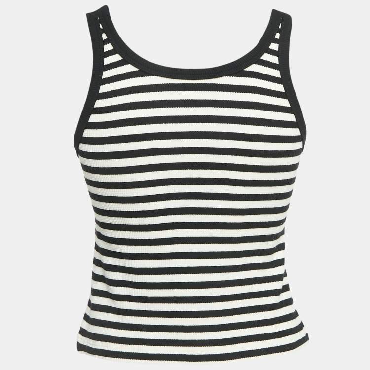 Pre Owned Celine Black Rib Knit Marinière Tank Top XS