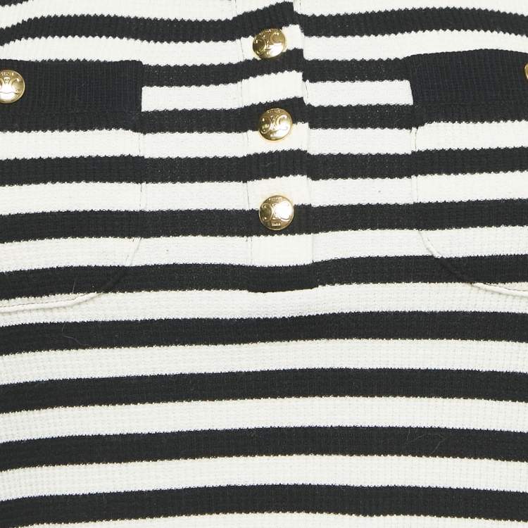 Pre Owned Celine Black Rib Knit Marinière Tank Top XS