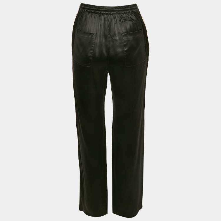 Pre Owned Celine Black Flowing Satin Triomphe Jogging Pants S