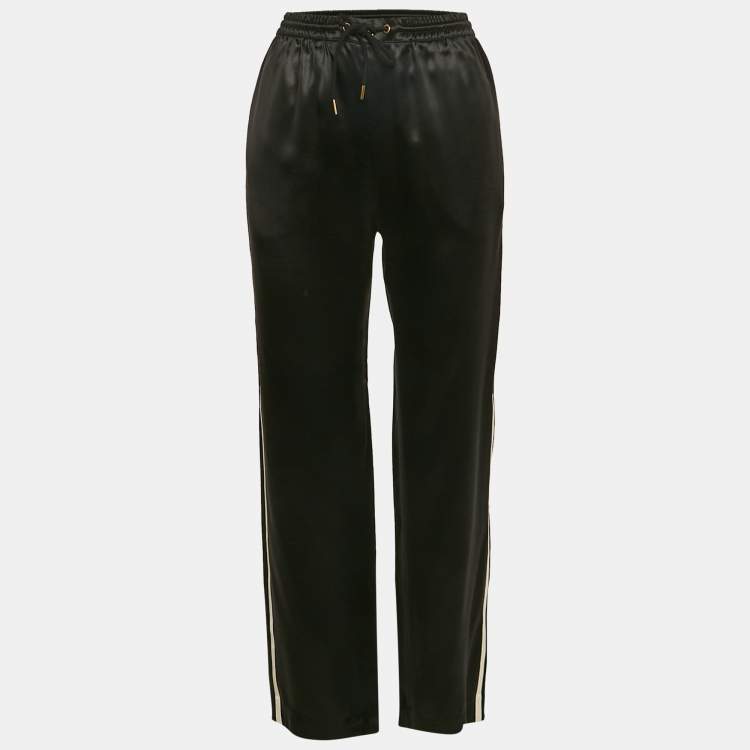 Celine Black Flowing Satin Triomphe Jogging Pants S Celine | TLC
