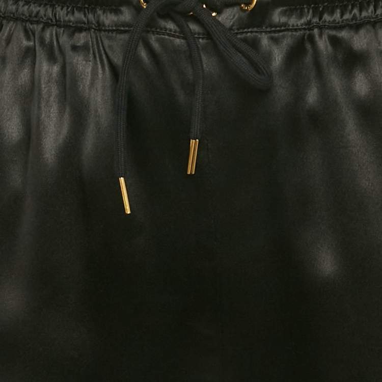 Pre Owned Celine Black Flowing Satin Triomphe Jogging Pants S