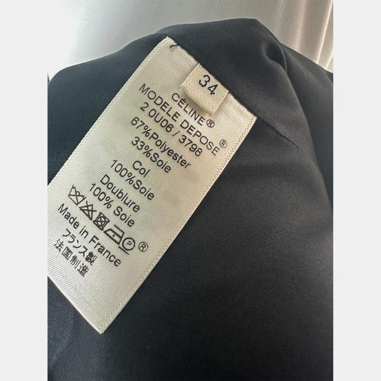Pre Owned Celine Black Sleeveless Top with Ruffled Collar