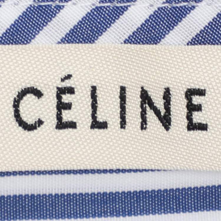 Pre Owned Celine Blue/White Striped Cotton Button Front Shirt M