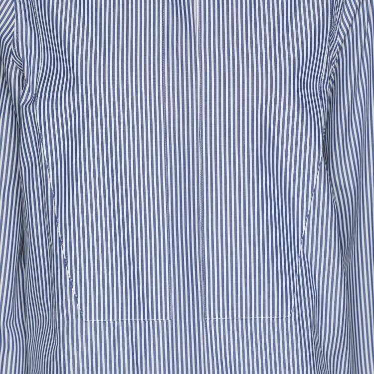 Pre Owned Celine Blue/White Striped Cotton Button Front Shirt M
