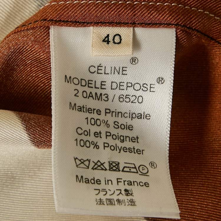 Pre Owned Celine Cream Printed Silk Button Front Shirt M