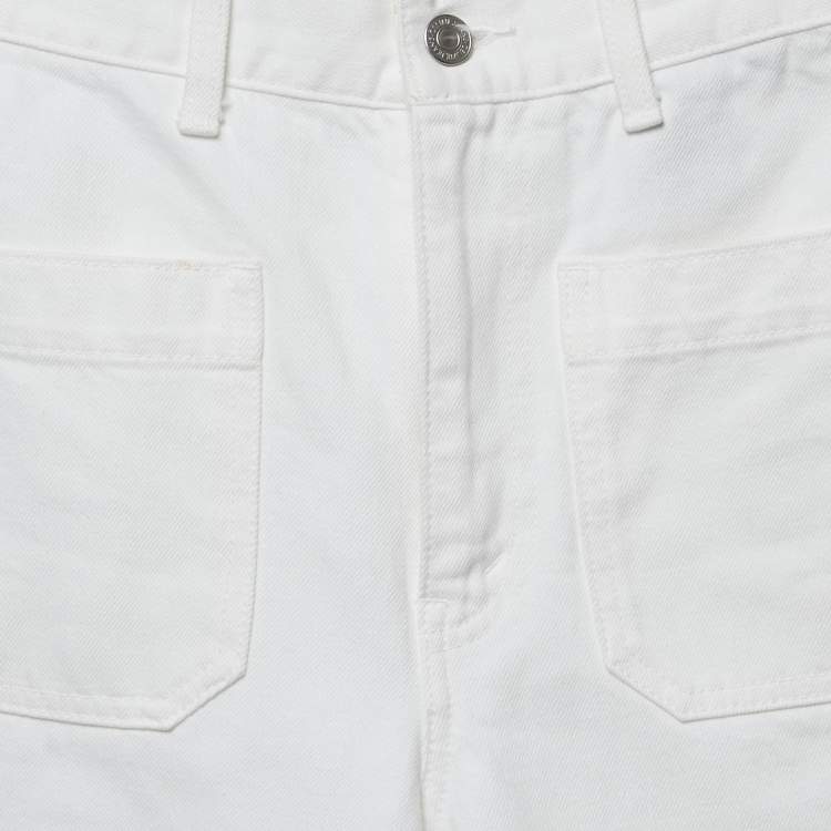 Pre Owned Celine White Denim Capri Pants S Waist 26"