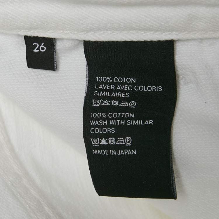 Pre Owned Celine White Denim Capri Pants S Waist 26"