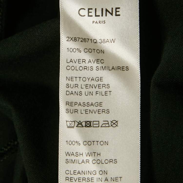 Pre Owned Celine Black Logo Print Cotton Crew Neck T-Shirt L