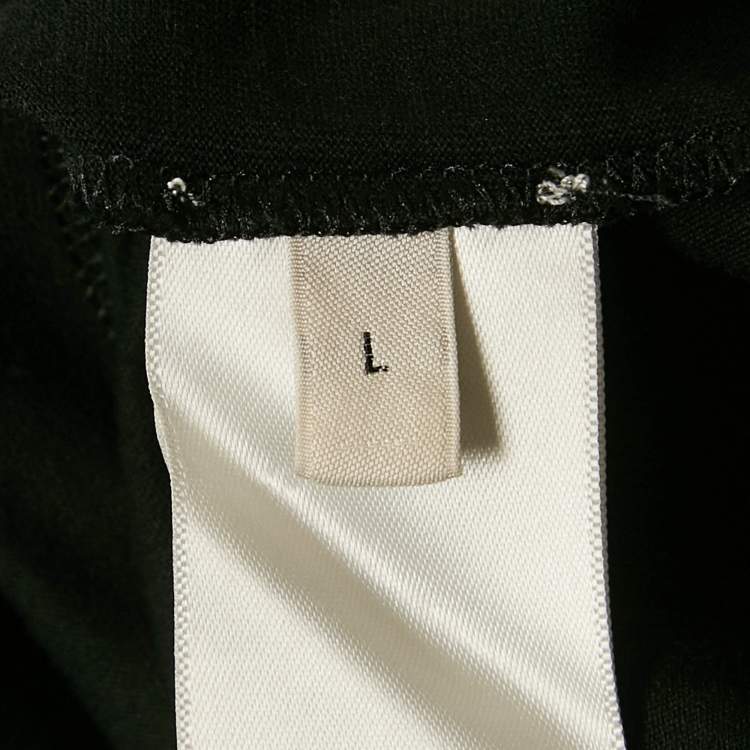 Pre Owned Celine Black Logo Print Cotton Crew Neck T-Shirt L