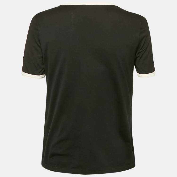Pre Owned Celine Black Logo Print Cotton Crew Neck T-Shirt L