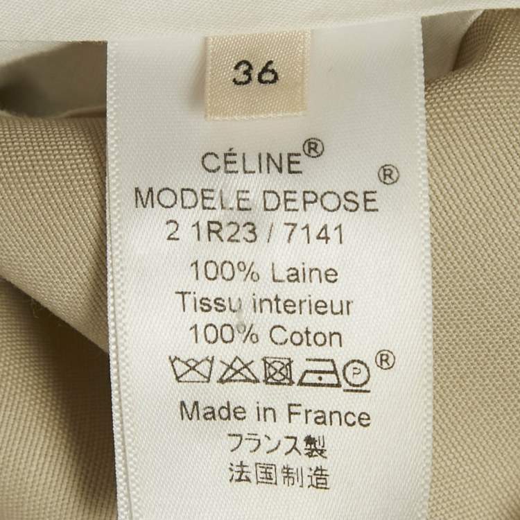 مملوكة مسبقًا Celine Beige Wool Pleated High Rise Trousers S