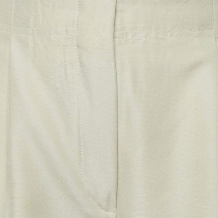 مملوكة مسبقًا Celine Beige Wool Pleated High Rise Trousers S