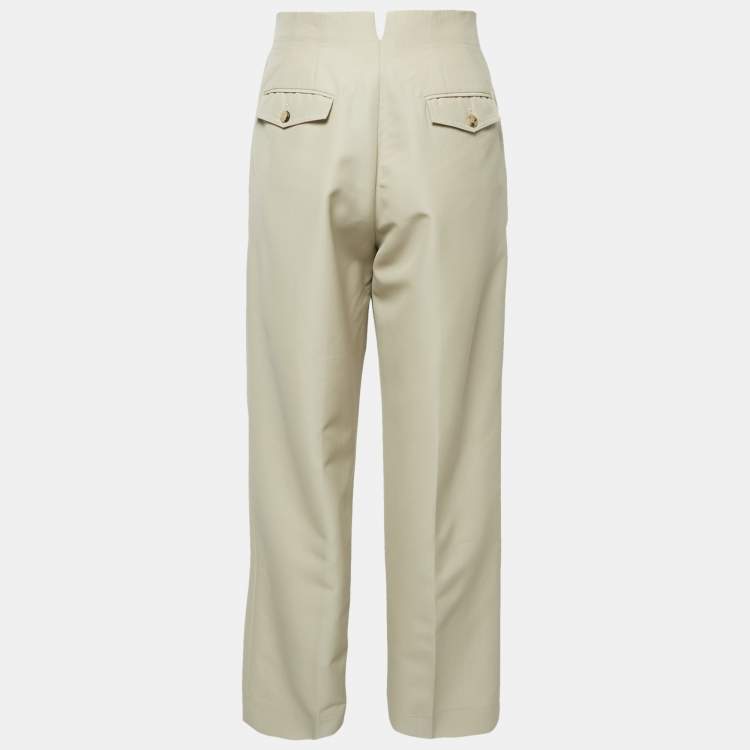 مملوكة مسبقًا Celine Beige Wool Pleated High Rise Trousers S