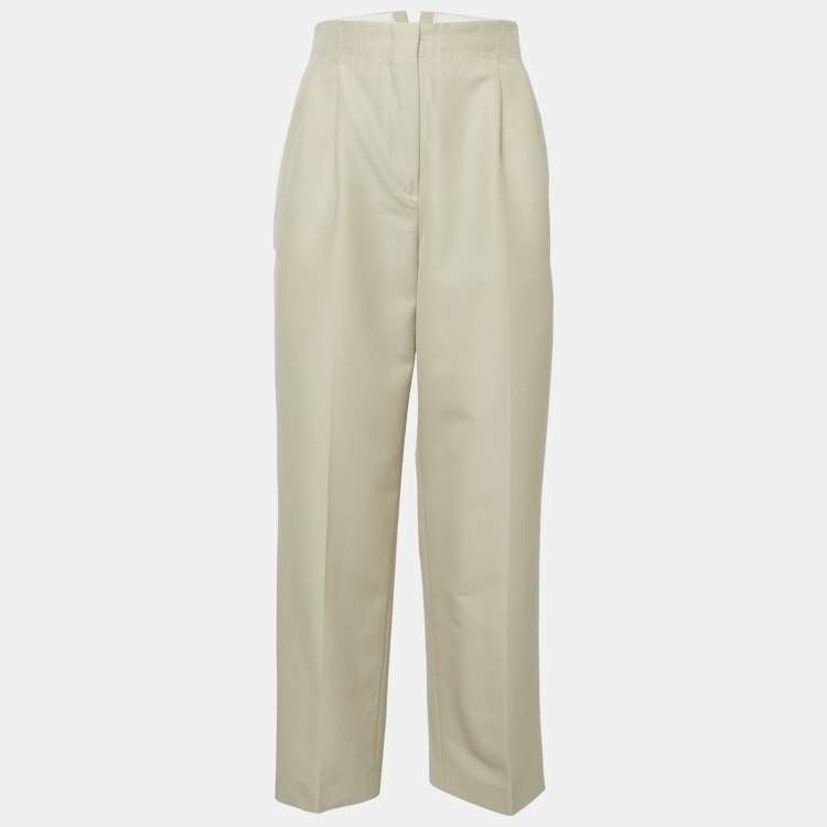 مملوكة مسبقًا Celine Beige Wool Pleated High Rise Trousers S