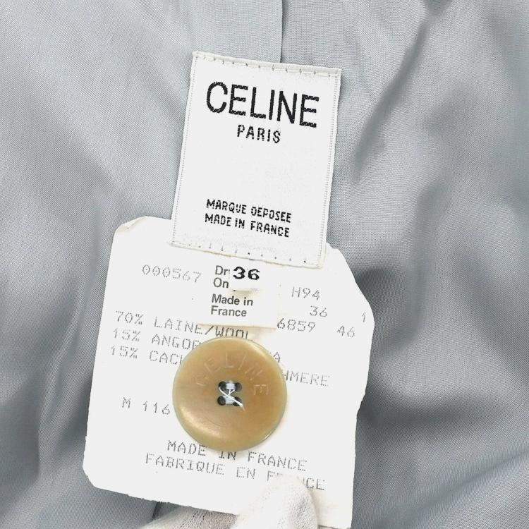 Pre Owned Celine Light Blue Wool Temple Coat Size 36