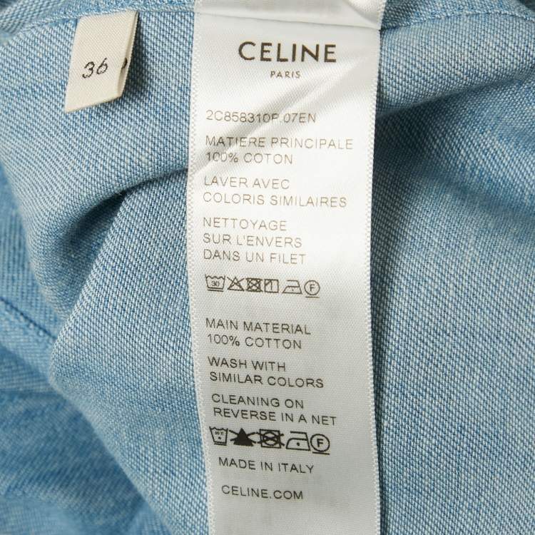 Pre Owned Celine Blue Triomphe Chambray Shirt S