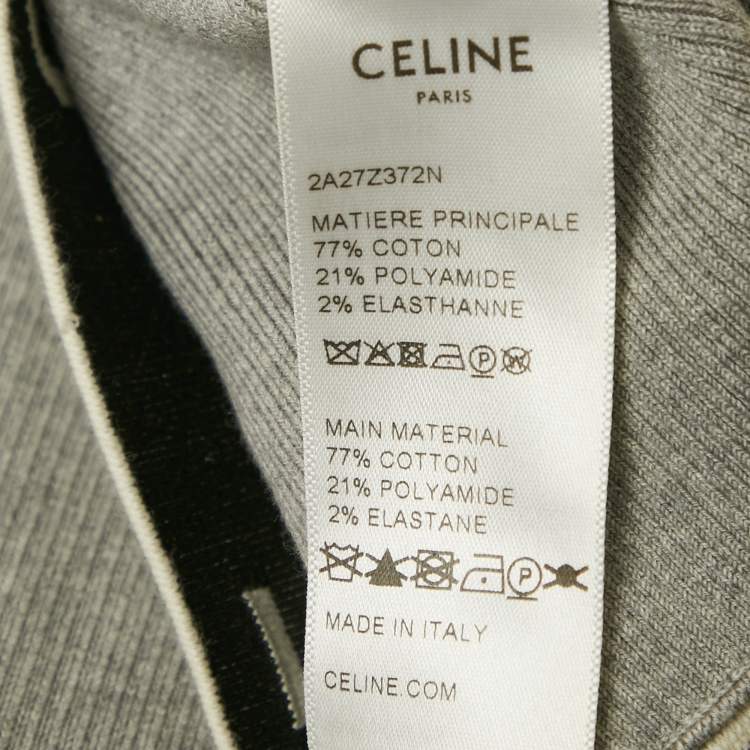 Pre Owned Celine Grey Stretch knit Hooded Crop Top M