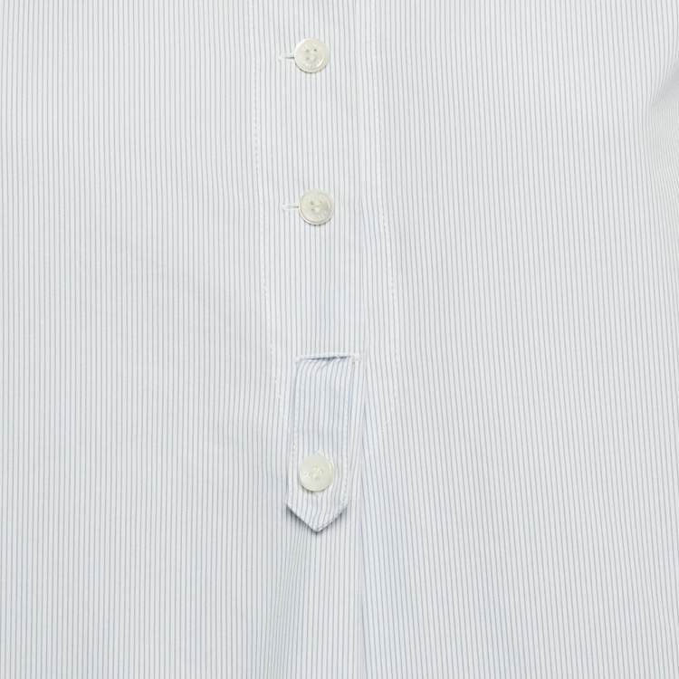 Pre Owned Celine Blue Striped Cotton Long Sleeve Top M