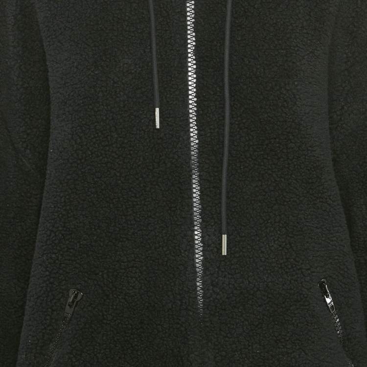 Pre Owned Celine Black Faux Shearling Zip-Up Hooded Jacket L