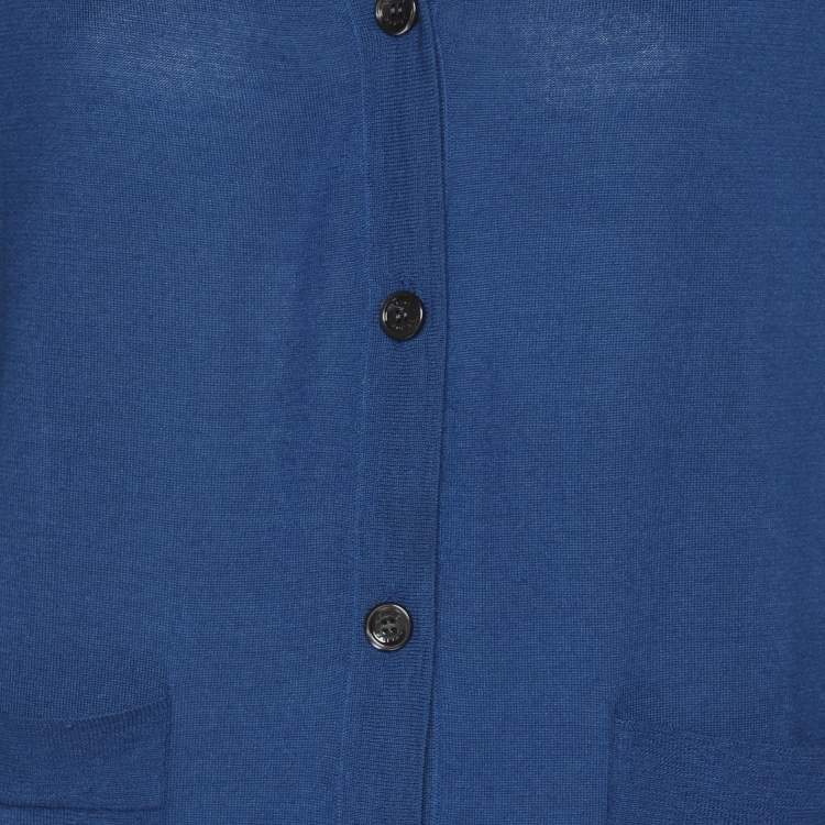 مملوكة مسبقًا Celine Blue Cashmere Knit Button Front Sweater XS