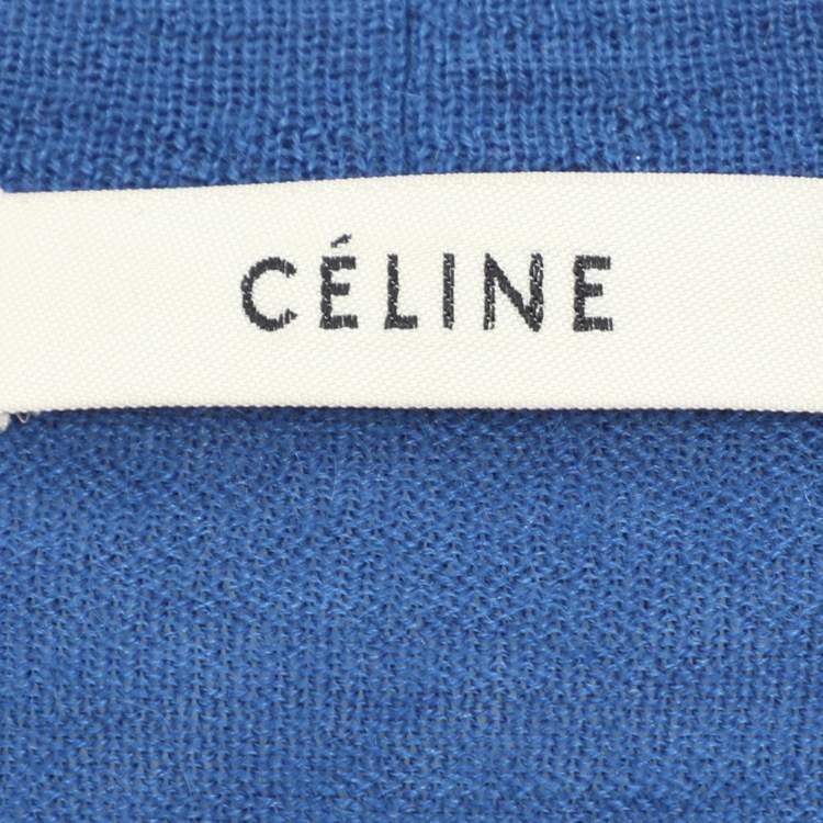 مملوكة مسبقًا Celine Blue Cashmere Knit Button Front Sweater XS