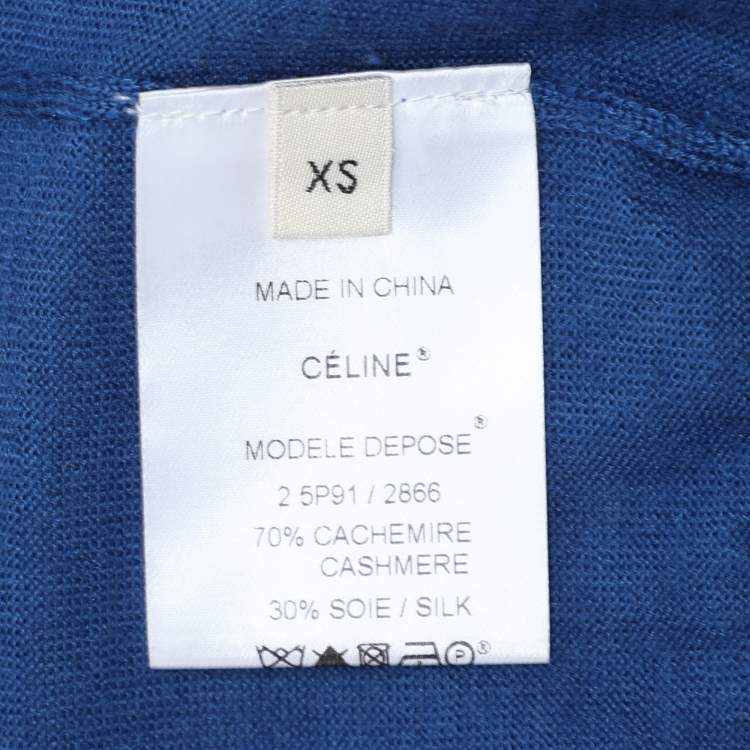 مملوكة مسبقًا Celine Blue Cashmere Knit Button Front Sweater XS