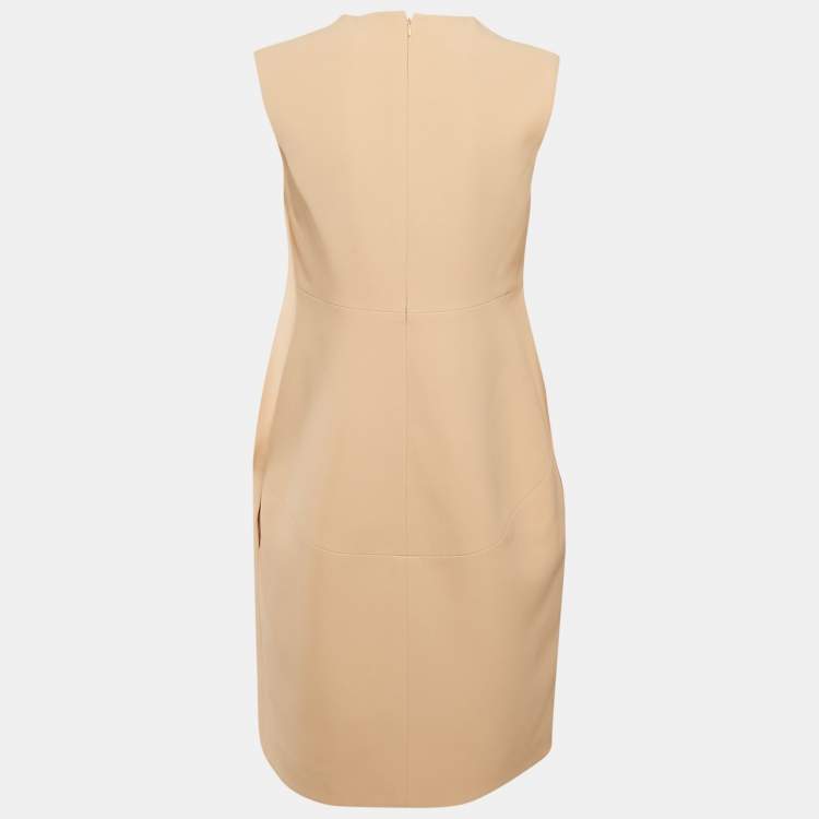Pre Owned Celine Peach Crepe V-Neck Mini Dress M