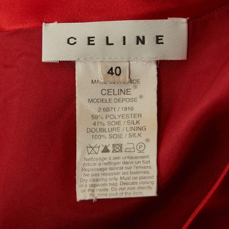 Pre Owned  Celine Red Satin Corset Mini Dress M