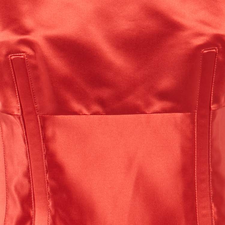 Pre Owned  Celine Red Satin Corset Mini Dress M