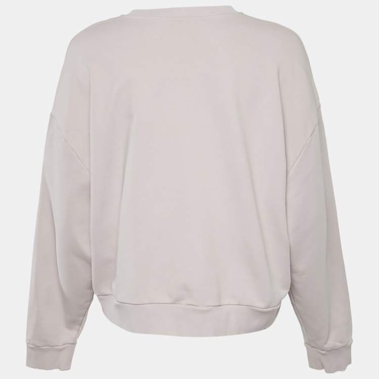 Pre Owned Celine Pink Logo Flock Print Cotton Sweatshirt S