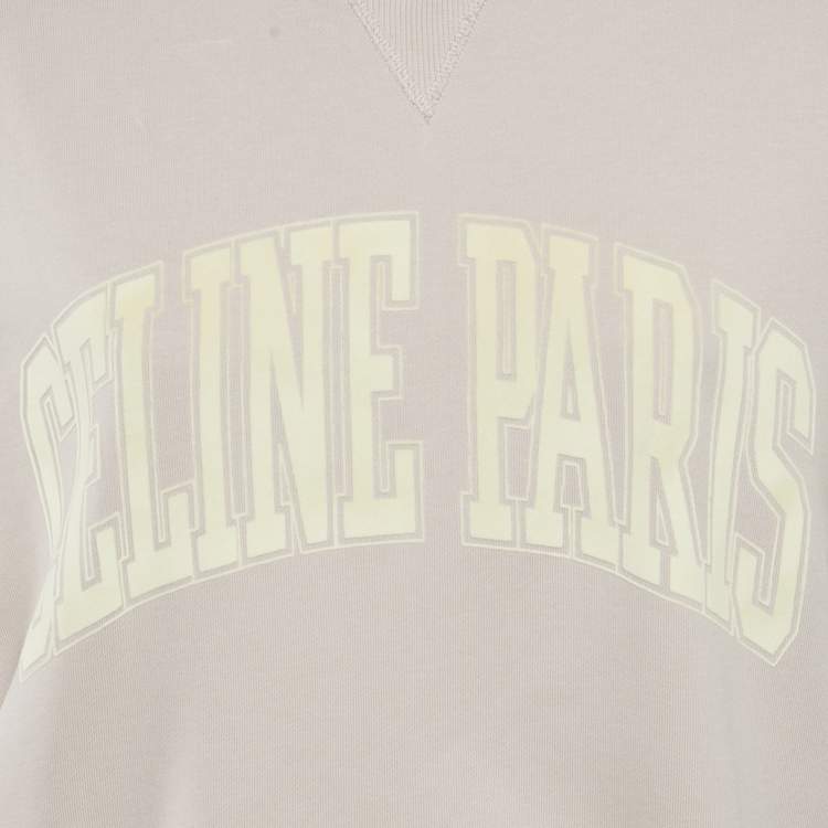 Pre Owned Celine Pink Logo Flock Print Cotton Sweatshirt S