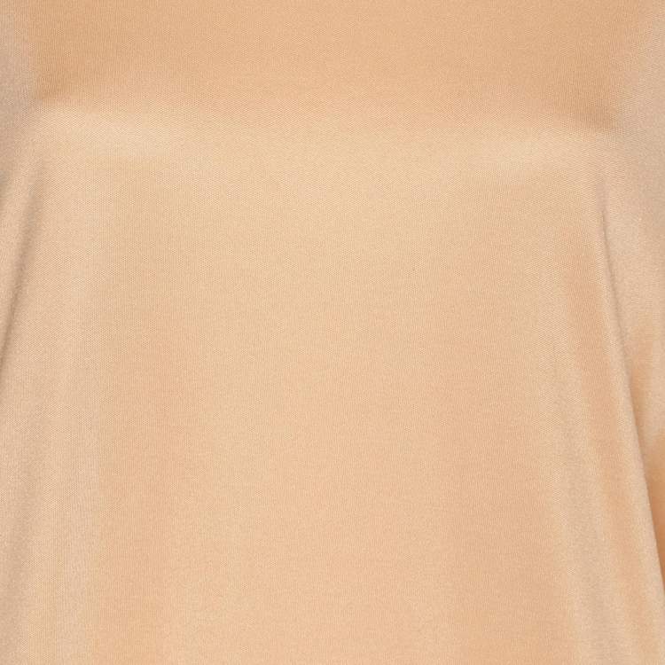Pre Owned Celine Beige Stretch Knit High Neck Top M