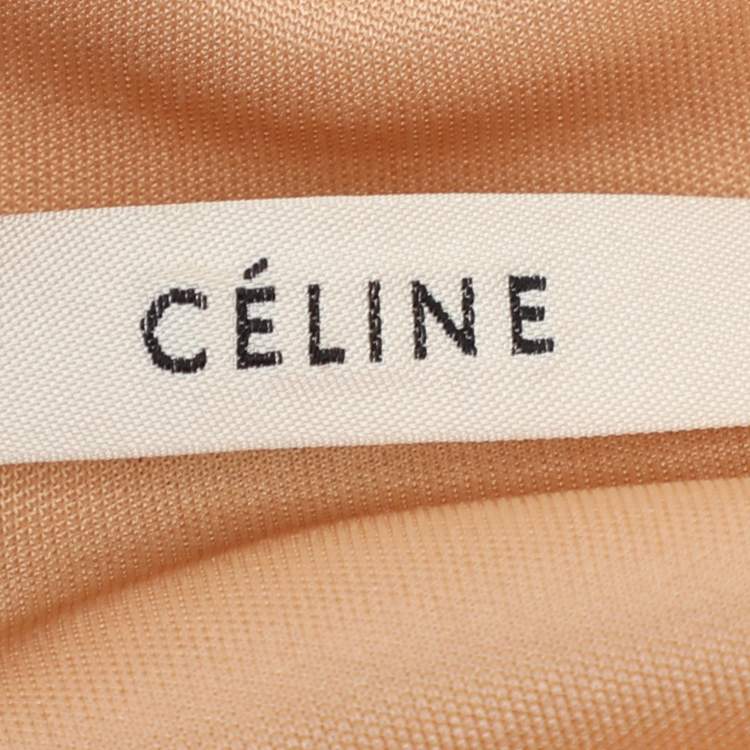 Pre Owned Celine Beige Stretch Knit High Neck Top M