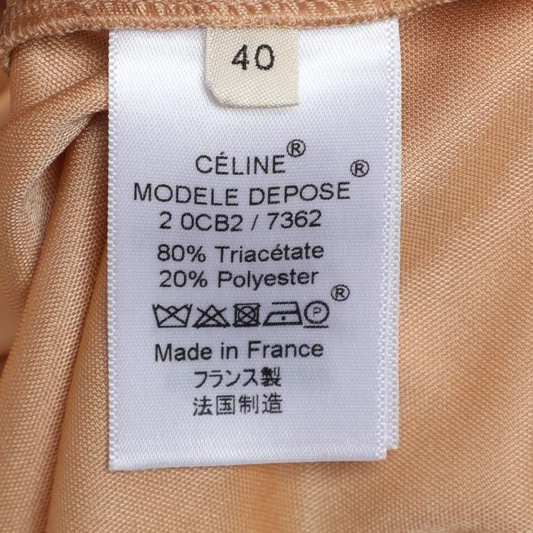 Pre Owned Celine Beige Stretch Knit High Neck Top M