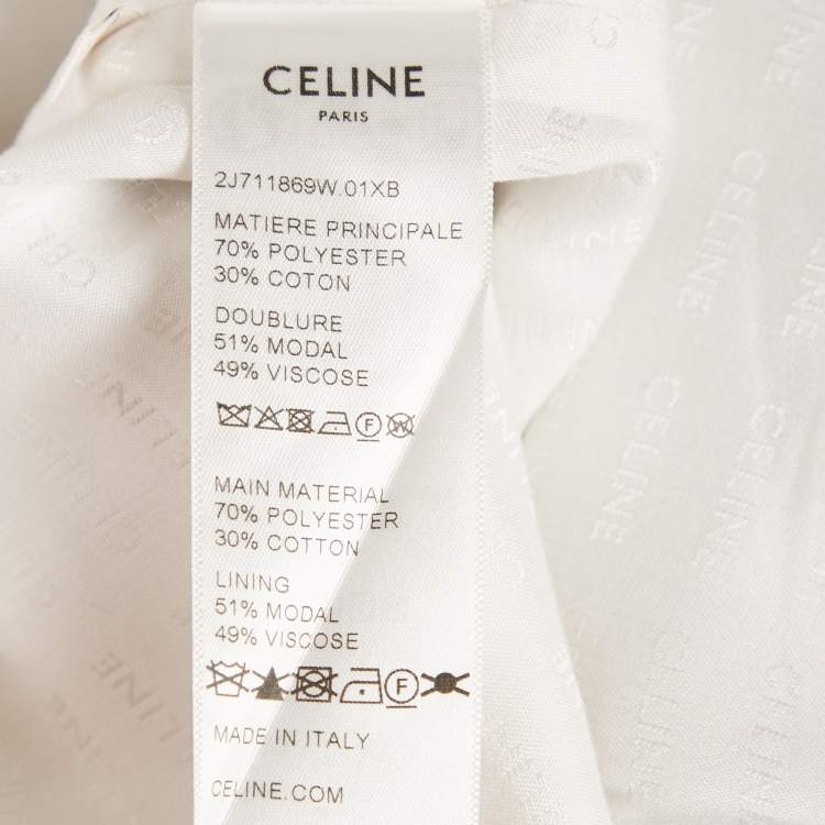 Pre Owned Celine White Jersey High Rise Wide Leg Pants S