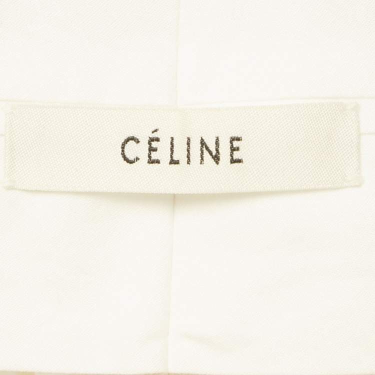 Pre Owned Celine Cream Wool Blend Wide Leg Trousers 
