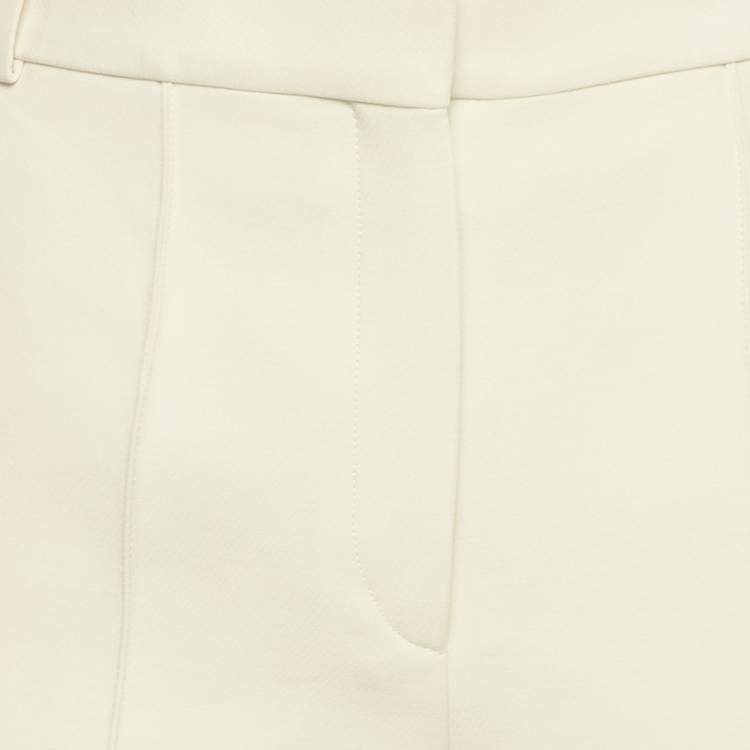 Pre Owned Celine Cream Wool Blend Wide Leg Trousers 